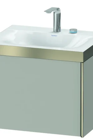 Discount Duravit XViu 24" x 20" x 19" One Drawer C-Bonded Wall-Mount Vanity Kit With Two Tap Holes, Concrete Gray (XV4609EB107P)