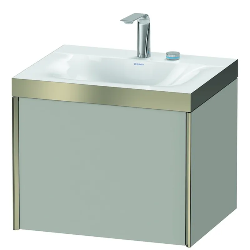 Discount Duravit XViu 24" x 20" x 19" One Drawer C-Bonded Wall-Mount Vanity Kit With Two Tap Holes, Concrete Gray (XV4609EB107P)
