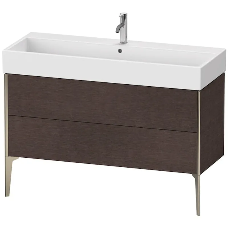 Certified Duravit Xviu 47" x 19" x 18" Two Drawer Floorstanding Vanity Unit, Brushed Dark Oak Real Wood Veneer (XV45380B172)