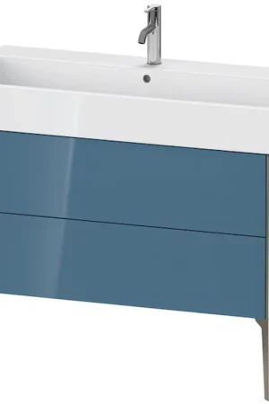 Clearance Duravit Xviu 39" x 19" x 18" Two Drawer Floorstanding Vanity Unit, Stone Blue High Gloss Lacquer (XV45370B147)