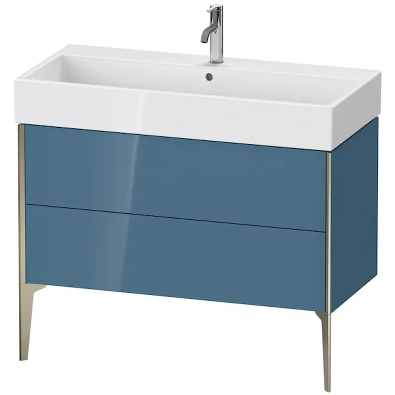 Clearance Duravit Xviu 39" x 19" x 18" Two Drawer Floorstanding Vanity Unit, Stone Blue High Gloss Lacquer (XV45370B147)