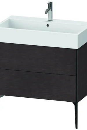 Crafted Duravit Xviu 31" x 19" x 18" Two Drawer Floorstanding Vanity Unit, Brushed Dark Oak Real Wood Veneer (XV45360B272)