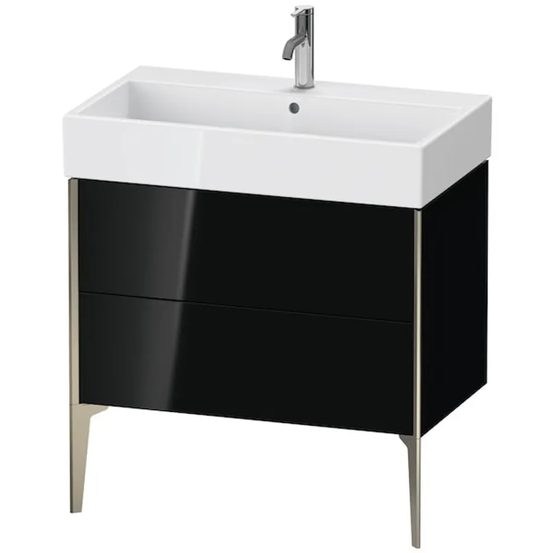 Direct From Manufacturer Duravit Xviu 31" x 19" x 18" Two Drawer Floorstanding Vanity Unit, Black High Gloss Lacquer (XV45360B140)
