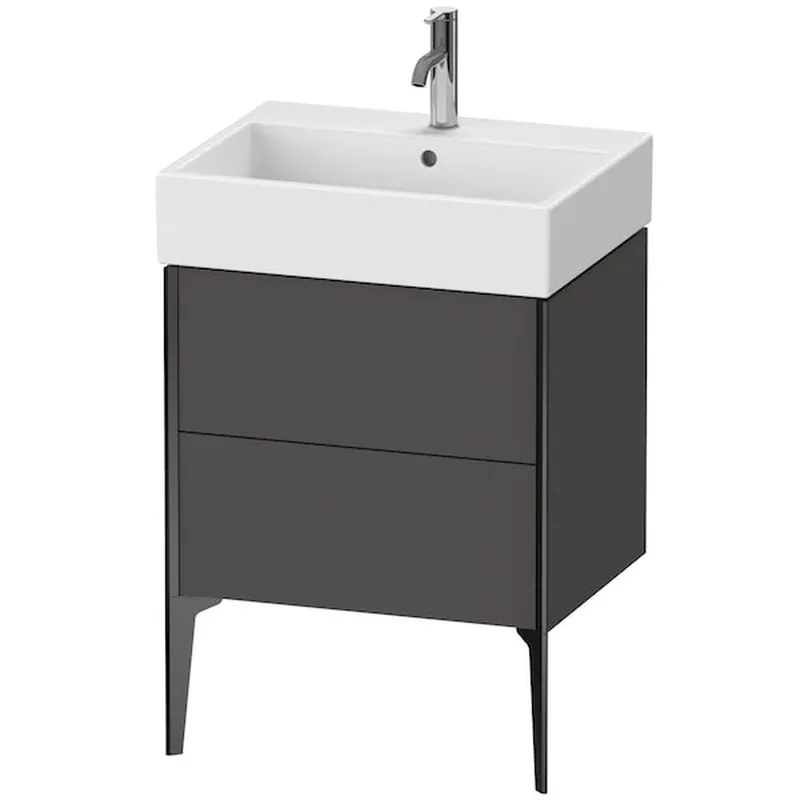 Brand New Duravit Xviu 23" x 19" x 18" Two Drawer Floorstanding Vanity Unit, Graphite Matt (XV45340B249)