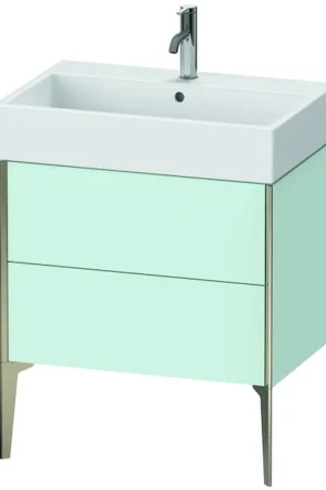 Brand New Duravit Xviu 23" x 19" x 18" Two Drawer Floorstanding Vanity Unit, Black High Gloss Lacquer (XV45340B240)