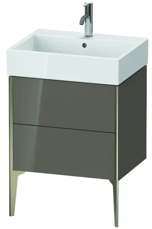 Affordable Duravit Xviu 23" x 19" x 18" Two Drawer Floorstanding Vanity Unit, Flannel Grey High Gloss Lacquer (XV45340B189)