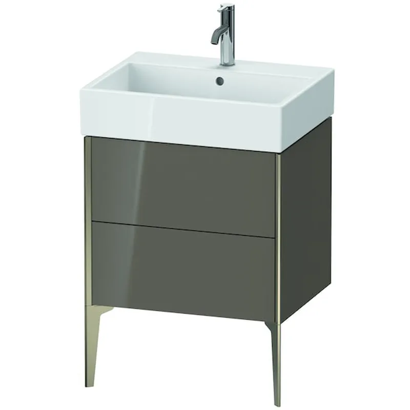 Affordable Duravit Xviu 23" x 19" x 18" Two Drawer Floorstanding Vanity Unit, Flannel Grey High Gloss Lacquer (XV45340B189)
