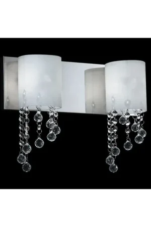 Z-Lite Jewel 15" 2-Light LED Chrome Vanity Light With Matte Opal Glass Shade Today Only