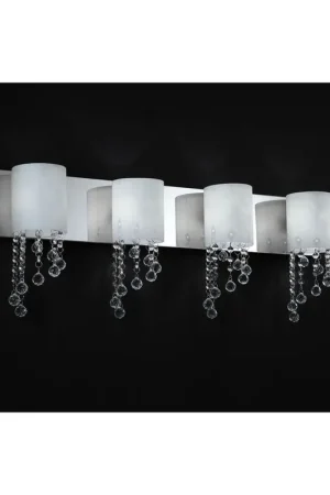 Z-Lite Jewel 31" 4-Light Chrome Vanity Light With Matte Opal Glass Shade Money Back Guarantee