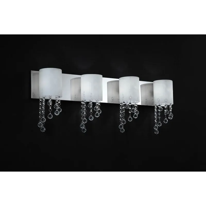 Z-Lite Jewel 31" 4-Light Chrome Vanity Light With Matte Opal Glass Shade Money Back Guarantee