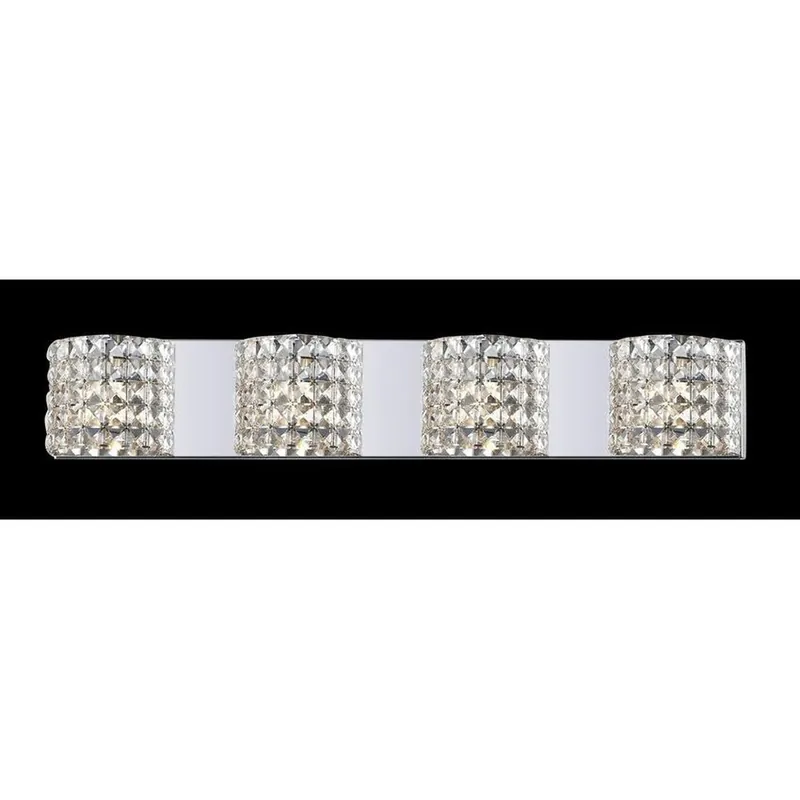 Z-Lite Panache 36" 4-Light Clear Crystal Shade Vanity Light With Chrome Frame Finish Top Rated
