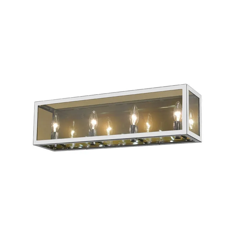 Z-Lite Infinity 24" 4-Light Chrome Vanity Light With Smoke Mirror Glass Shade Viral