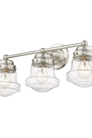 Z-Lite Vaughn 23" 3-Light Brushed Nickel Vanity Light With Clear Seedy Glass Shade Original