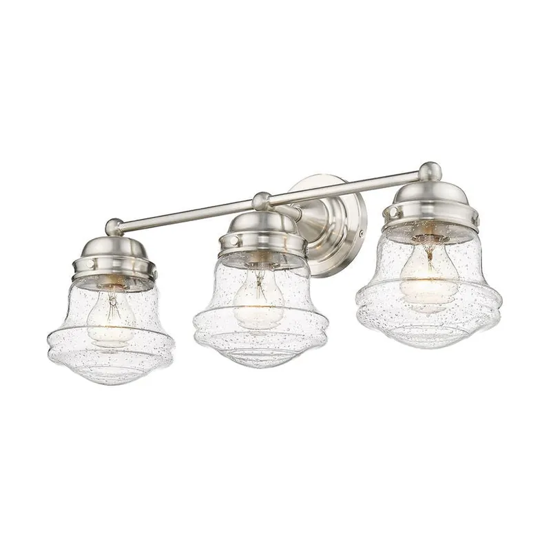 Z-Lite Vaughn 23" 3-Light Brushed Nickel Vanity Light With Clear Seedy Glass Shade Original