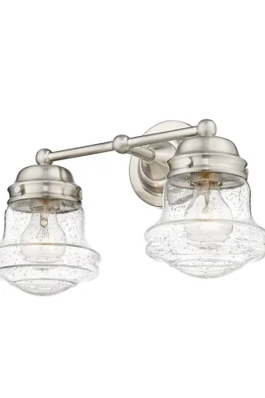 Z-Lite Vaughn 16" 2-Light Brushed Nickel Vanity Light With Clear Seedy Glass Shade Same Day Shipping