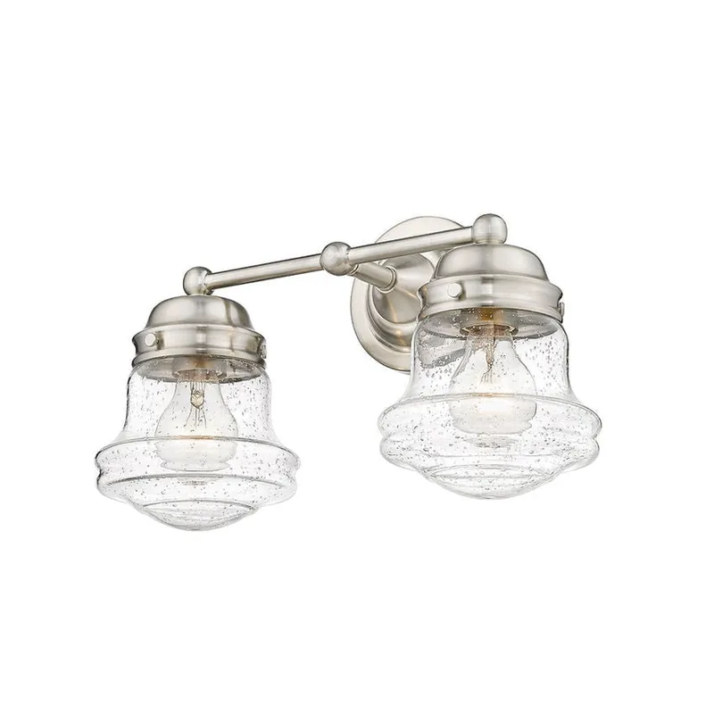 Z-Lite Vaughn 16" 2-Light Brushed Nickel Vanity Light With Clear Seedy Glass Shade Same Day Shipping