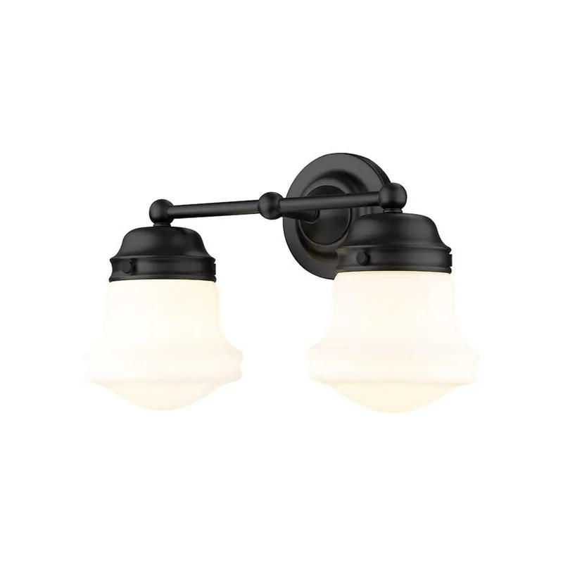 Z-Lite Vaughn 16" 2-Light Matte Black Vanity Light With Matte Opal Glass Shade Secure Checkout