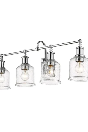 Z-Lite Bryant 32" 4-Light Chrome Vanity Light With Clear Seedy Glass Shade Free Shipping