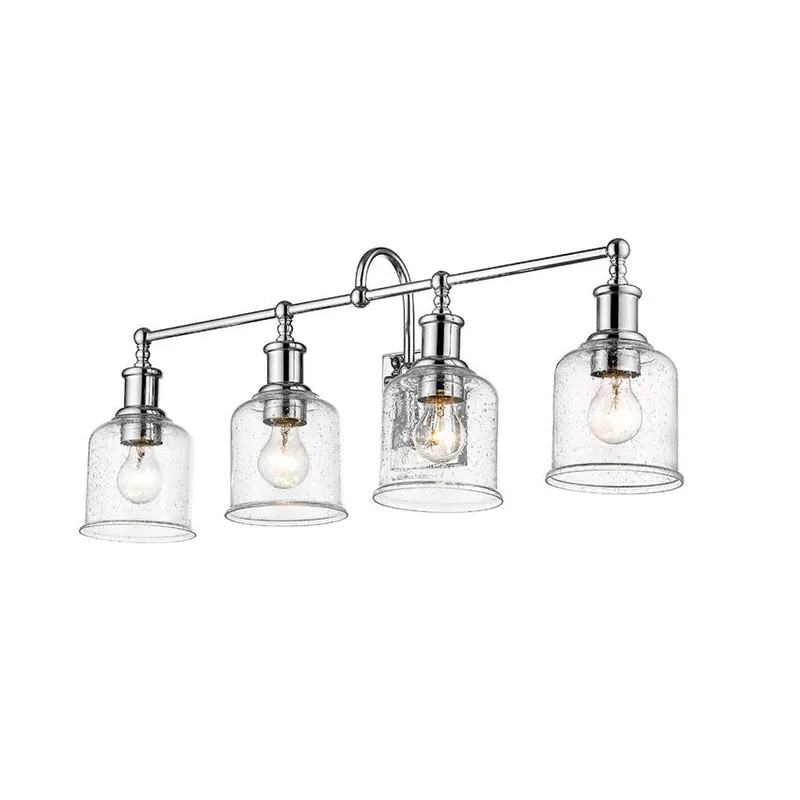 Z-Lite Bryant 32" 4-Light Chrome Vanity Light With Clear Seedy Glass Shade Free Shipping