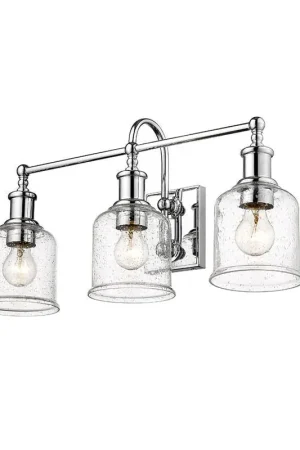 Z-Lite Bryant 24" 3-Light Chrome Vanity Light With Clear Seedy Glass Shade Final Sale
