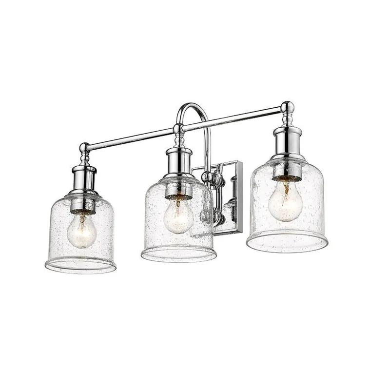 Z-Lite Bryant 24" 3-Light Chrome Vanity Light With Clear Seedy Glass Shade Final Sale