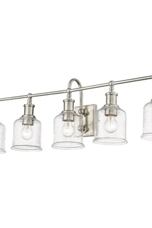 Z-Lite Bryant 41" 5-Light Brushed Nickel Vanity Light With Clear Seedy Glass Shade Buy Direct