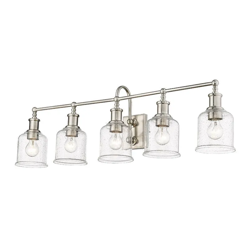 Z-Lite Bryant 41" 5-Light Brushed Nickel Vanity Light With Clear Seedy Glass Shade Buy Direct