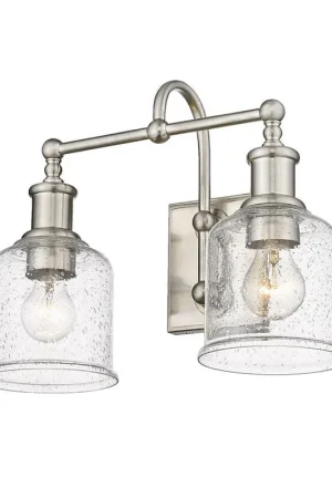Z-Lite Bryant 16" 2-Light Brushed Nickel Vanity Light With Clear Seedy Glass Shade Direct From Factory