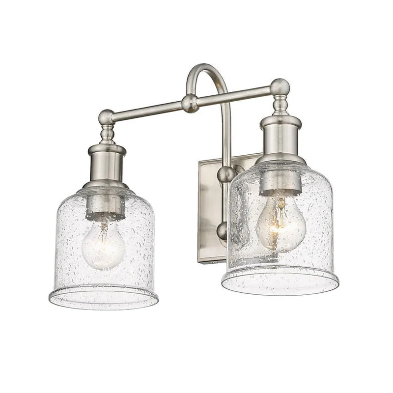 Z-Lite Bryant 16" 2-Light Brushed Nickel Vanity Light With Clear Seedy Glass Shade Direct From Factory