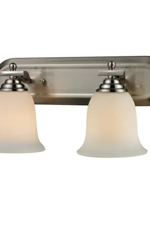 Z-Lite Lagoon 18" 2-Light Brushed Nickel Vanity Light With Matte Opal Glass Shade Fresh Stock