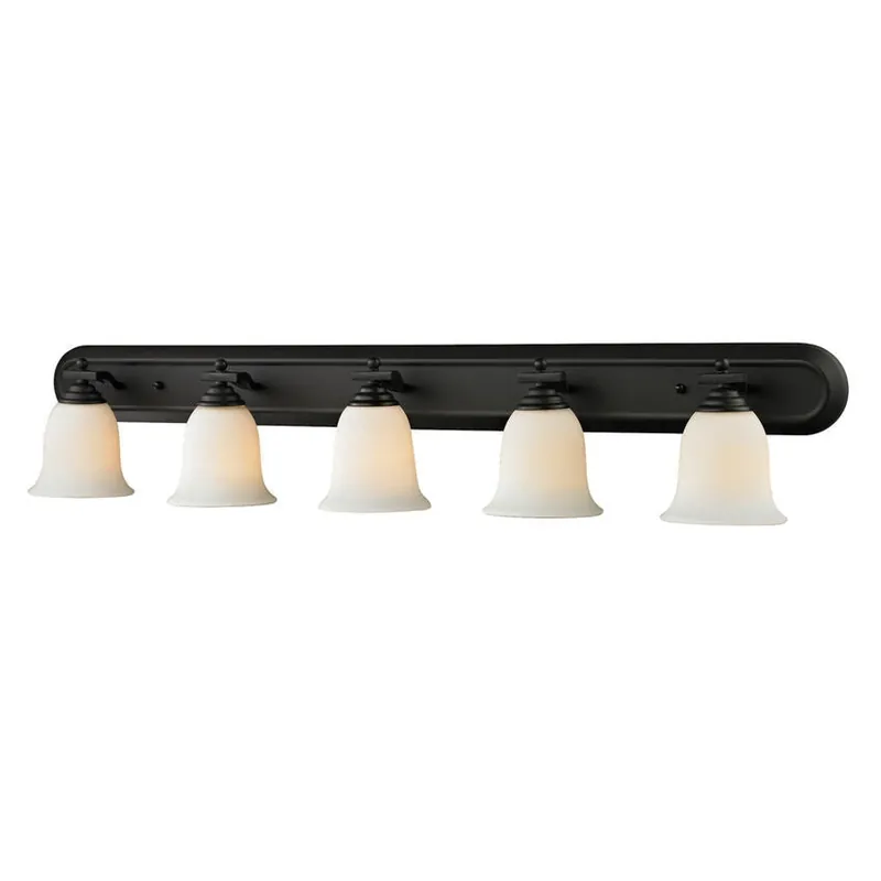 Z-Lite Lagoon 48" 5-Light Matte Black Vanity Light With Matte Opal Glass Shade Price Drop