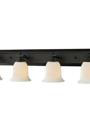 Z-Lite Lagoon 36" 4-Light Matte Black Vanity Light With Matte Opal Glass Shade Premium