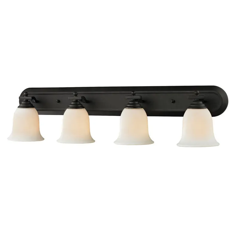 Z-Lite Lagoon 36" 4-Light Matte Black Vanity Light With Matte Opal Glass Shade Premium