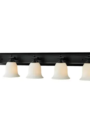 Z-Lite Lagoon 48" 5-Light Matte Opal Glass Shade Vanity Light With Bronze Frame Finish Mega Sale