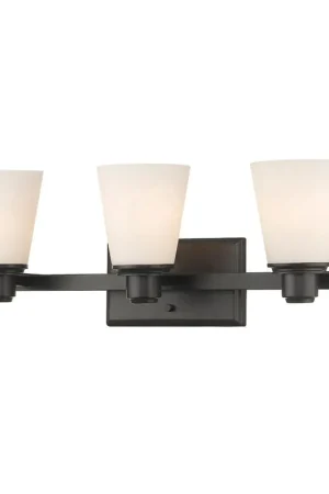 Z-Lite Kayla 22" 3-Light Bronze Vanity Light With Matte Opal Glass Shade Brand New