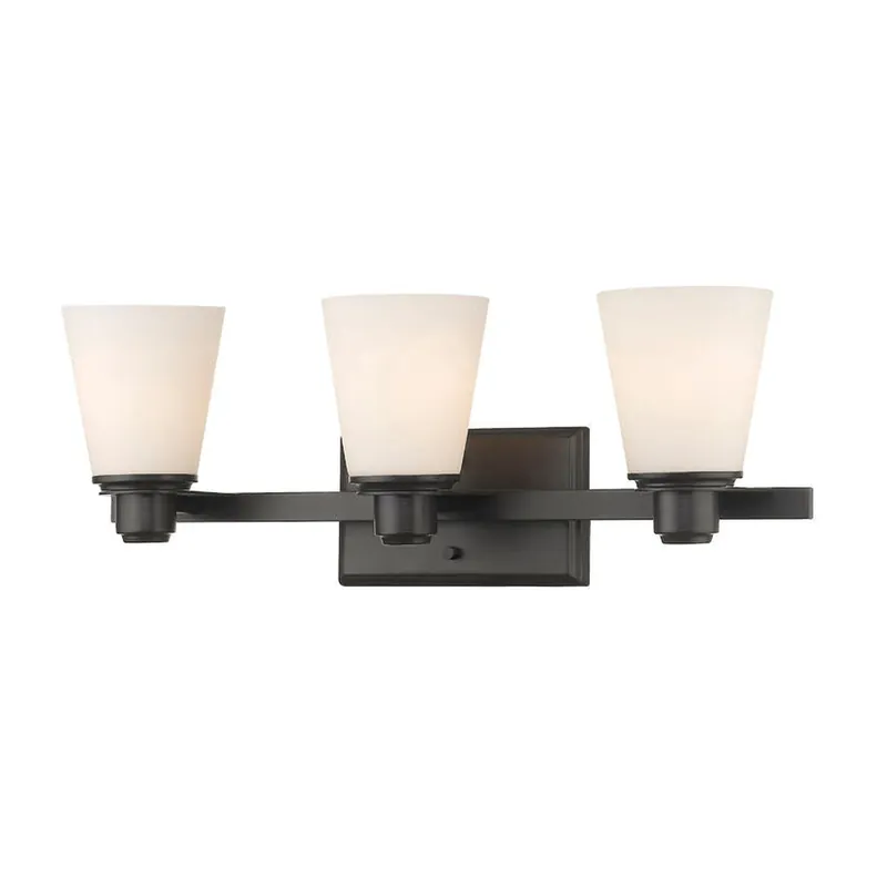 Z-Lite Kayla 22" 3-Light Bronze Vanity Light With Matte Opal Glass Shade Brand New