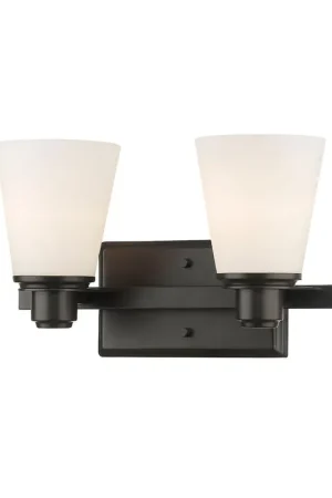 Z-Lite Kayla 14" 2-Light Bronze Vanity Light With Matte Opal Glass Shade Reduced Price