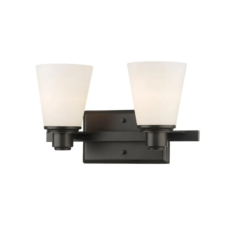 Z-Lite Kayla 14" 2-Light Bronze Vanity Light With Matte Opal Glass Shade Reduced Price