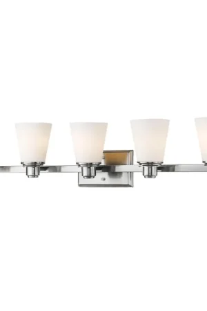 Z-Lite Kayla 39" 5-Light Brushed Nickel Vanity Light With Matte Opal Glass Shade Trusted Brand