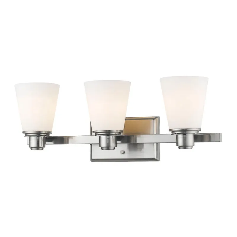 Z-Lite Kayla 22" 3-Light Brushed Nickel Vanity Light With Matte Opal Glass Shade Limited Offer