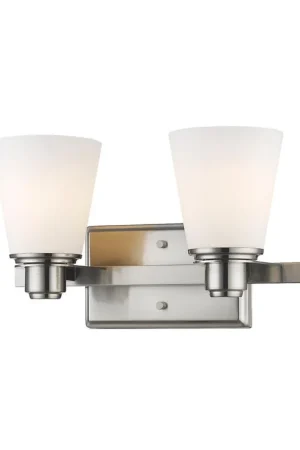 Z-Lite Kayla 14" 2-Light Brushed Nickel Vanity Light With Matte Opal Glass Shade Mega Sale