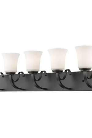 Z-Lite Halliwell 38" 5-Light Matte Opal Glass Shade Vanity Light With Bronze Frame Finish Next Day Delivery