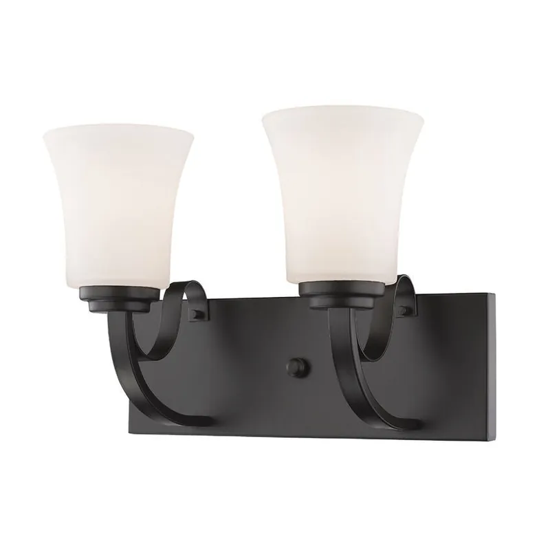 Z-Lite Halliwell 14" 2-Light Bronze Vanity Light With Matte Opal Glass Shade Shop Now