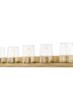 Z-Lite Callista 47" 5-Light Rubbed Brass Vanity Light With Clear Glass Shade Cheap