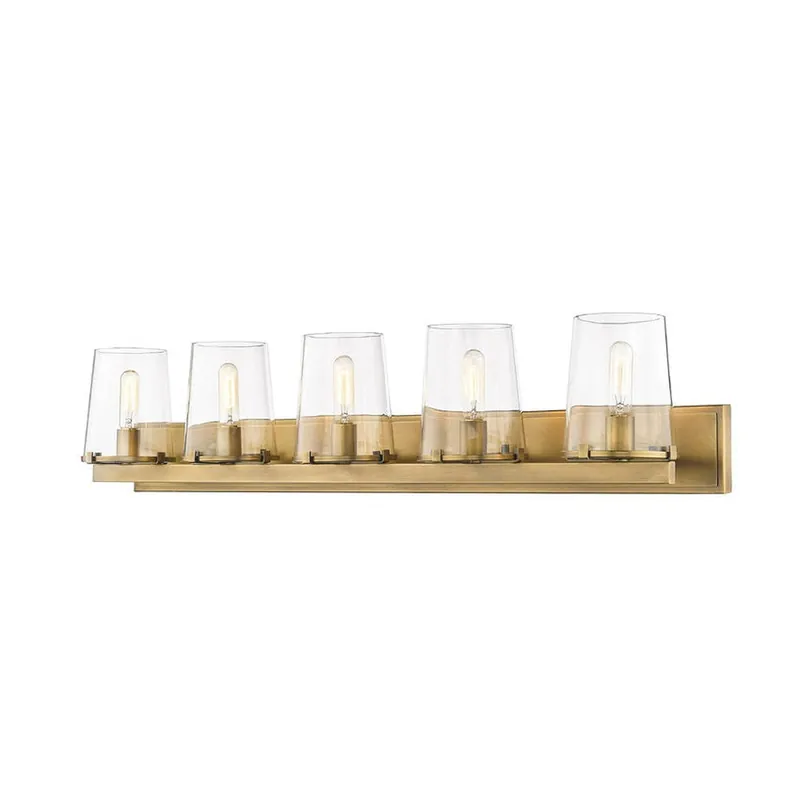 Z-Lite Callista 47" 5-Light Rubbed Brass Vanity Light With Clear Glass Shade Cheap