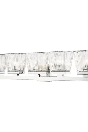 Z-Lite Astor 36" 5-Light Chrome Vanity Light With Clear Glass Shade Seasonal Sale