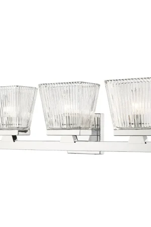 Z-Lite Astor 23" 3-Light Chrome Vanity Light With Clear Glass Shade Free Returns