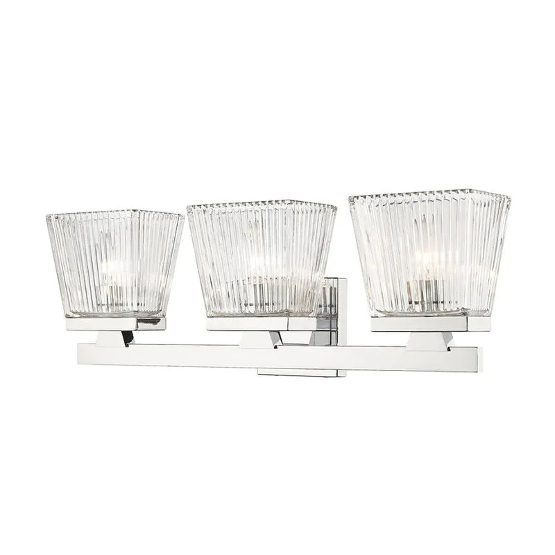 Z-Lite Astor 23" 3-Light Chrome Vanity Light With Clear Glass Shade Free Returns