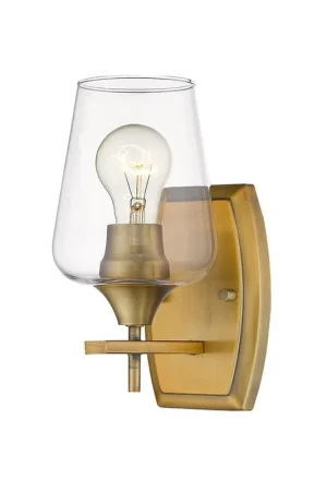 Z-Lite Joliet 5" 1-Light Olde Brass Wall Sconce With Clear Glass Shade Popular