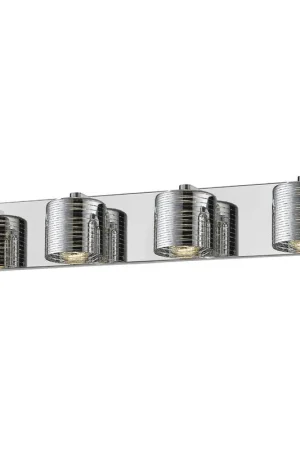 Z-Lite Sempter 28" 4-Light LED Chrome Vanity Light With Chrome Glass Shade Bargain